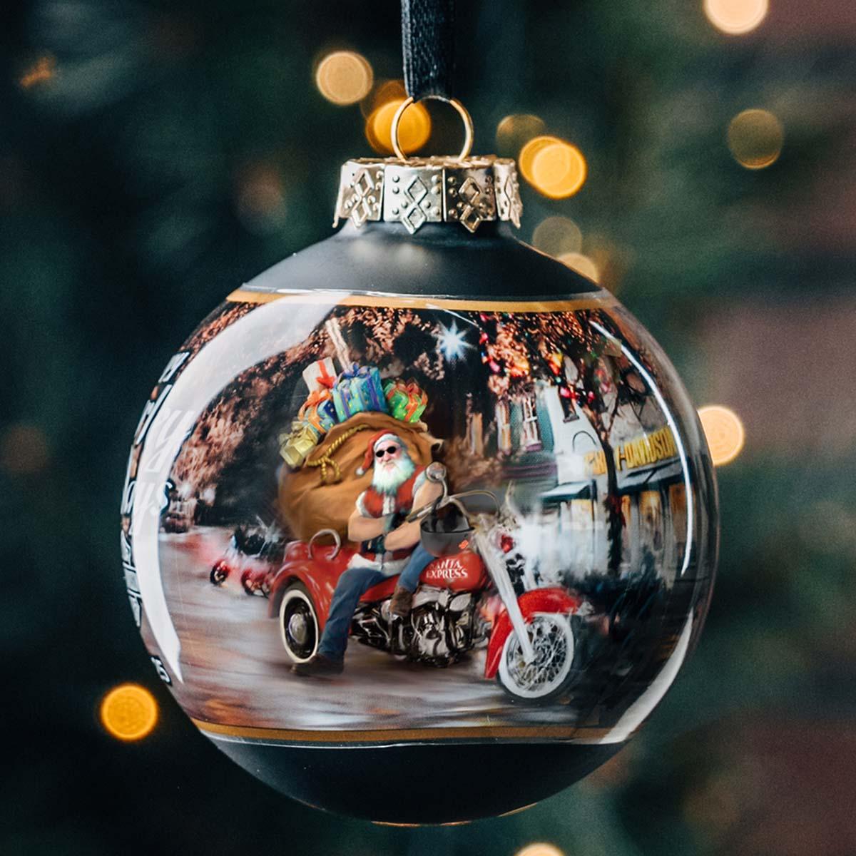2025 Biker Santa Ball Ornament | Ace Branded Products